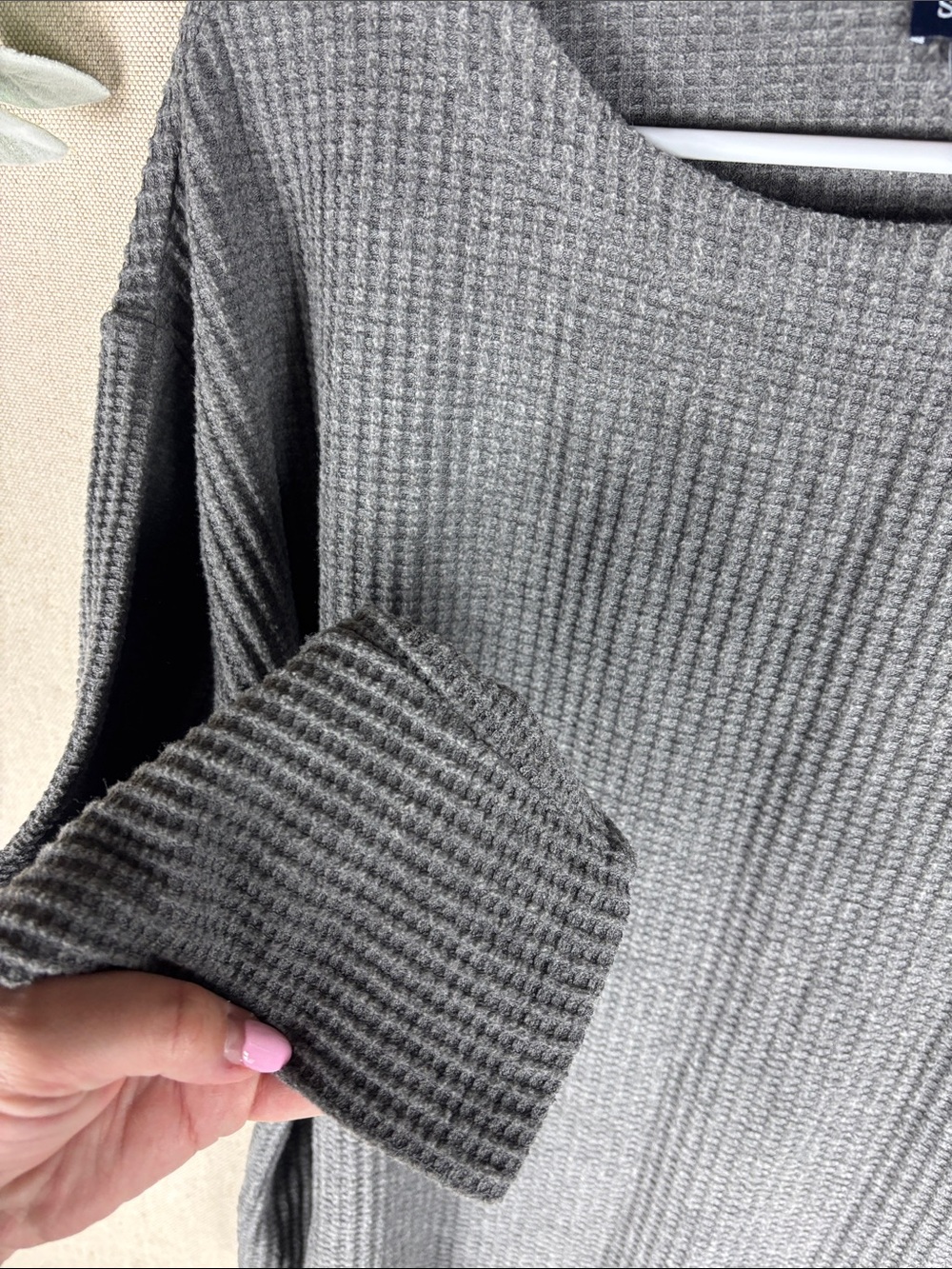 Splendid > Gray Soft Waffle Knit Long Sleeve Top Large - Picture 4 of 6